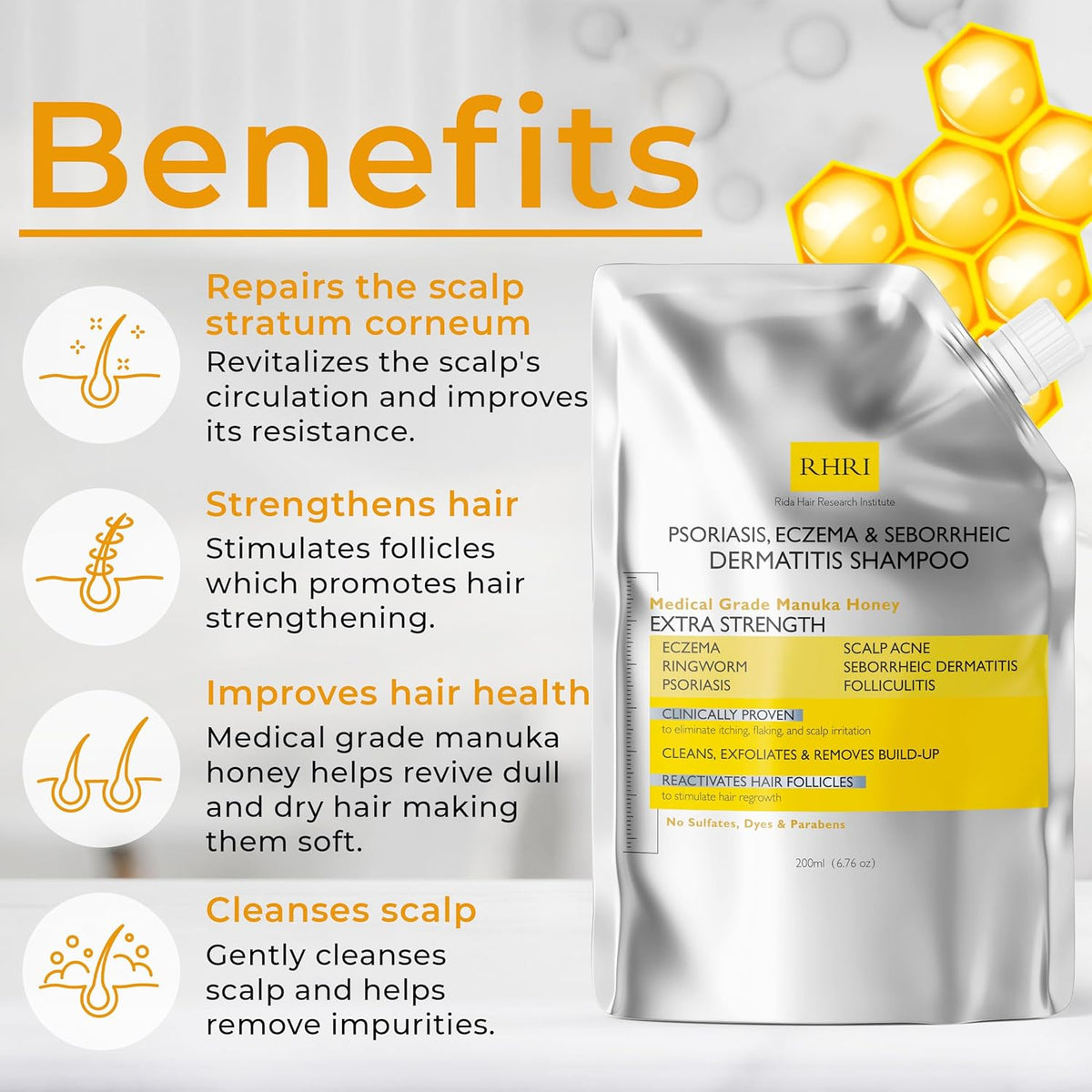 Antifungal Psoriasis Shampoo, Eczema, Seborrheic Dermatitis Shampoo | Soothes Itching, Flaking &