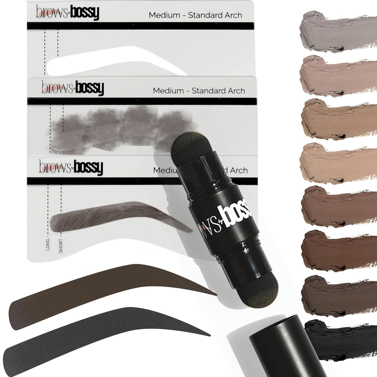 Dual-Color Eyebrow Stamp Stencil Kit with 9 Reusable Eyebrow Stencils for Professional Brow