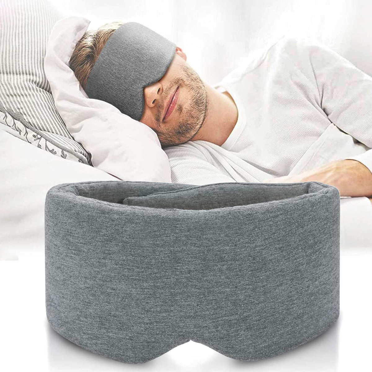 FRESHME Cotton Sleep Eye Mask for Men - Upgrade Design Blackout Side Sleeper Eyes Cover for Night