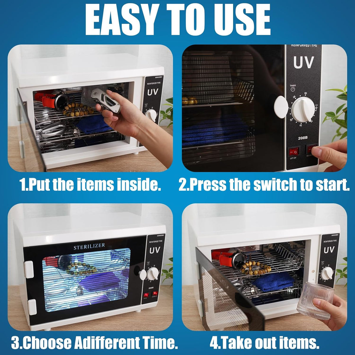 [𝟮 𝗨𝗹𝘁𝗿𝗮𝘃𝗶𝗼𝗹𝗲𝘁 𝗟𝗶𝗴𝗵𝘁𝘀] 12L Extra-Large Box UV Light Nail Tool Cleaning Machine
