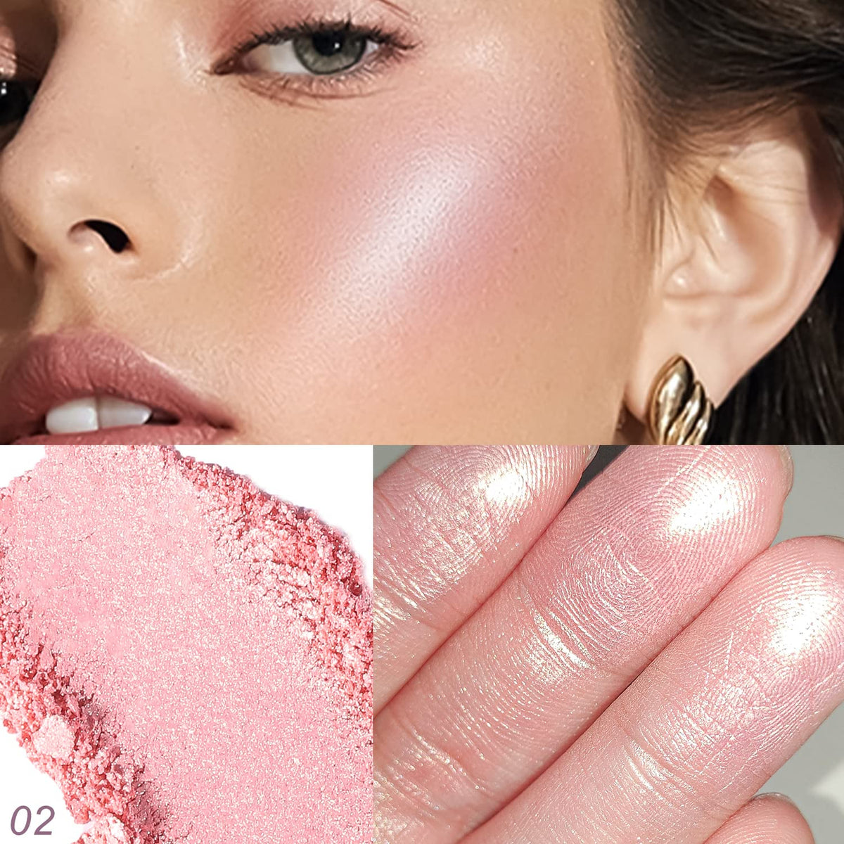 YOUNG VISION Pressed Powder Highlighter, Baked Natural Glow Contour Powder & Face Highlighter