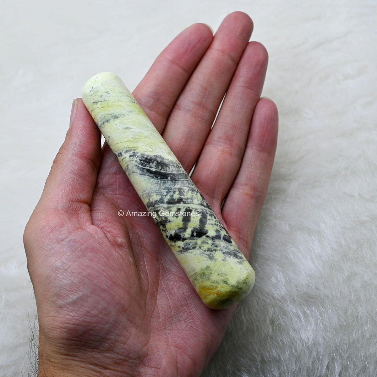 Amazing Gemstone Serpentine Crystal Wand Massage Stick - Pelvic Wand Gua Sha for Adults - Crystals