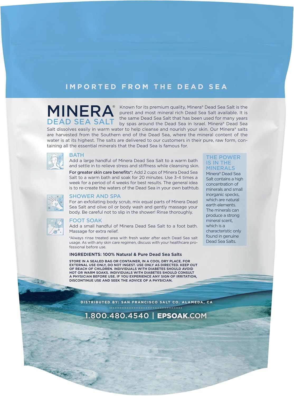 Minera Fine Grain Dead Sea Salt for Bath & Soaking – 19 lbs, Fast-Dissolving, 100% Pure & Natural