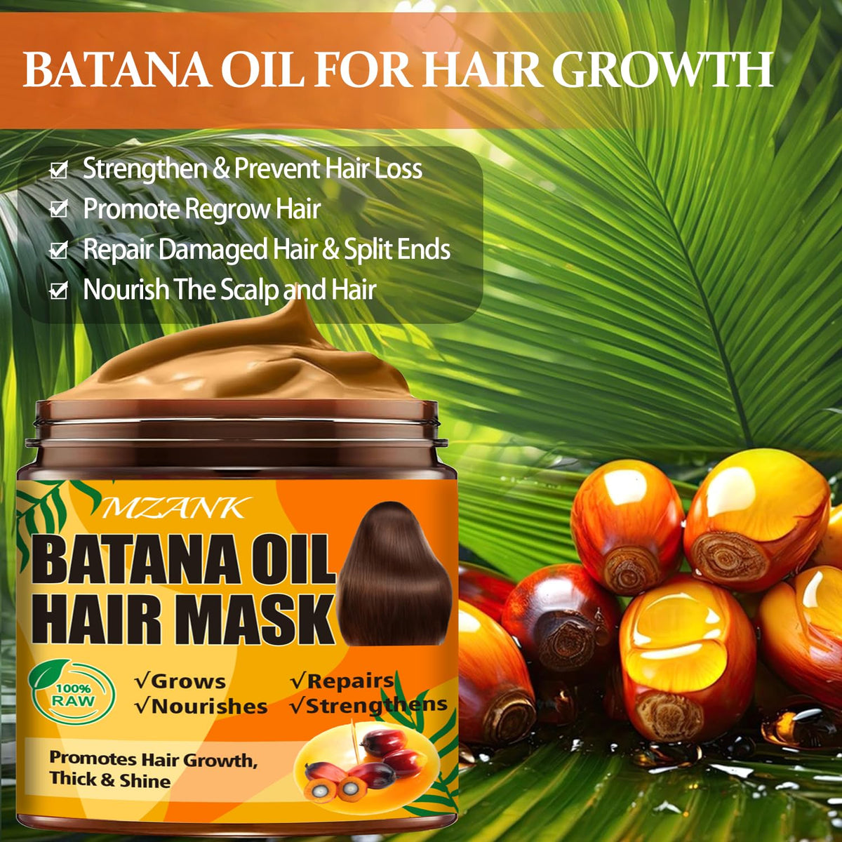 Batana Oil for Hair Growth & Keratin Hair Treatment Serum,Batana Hair Mask for Damaged Hair and