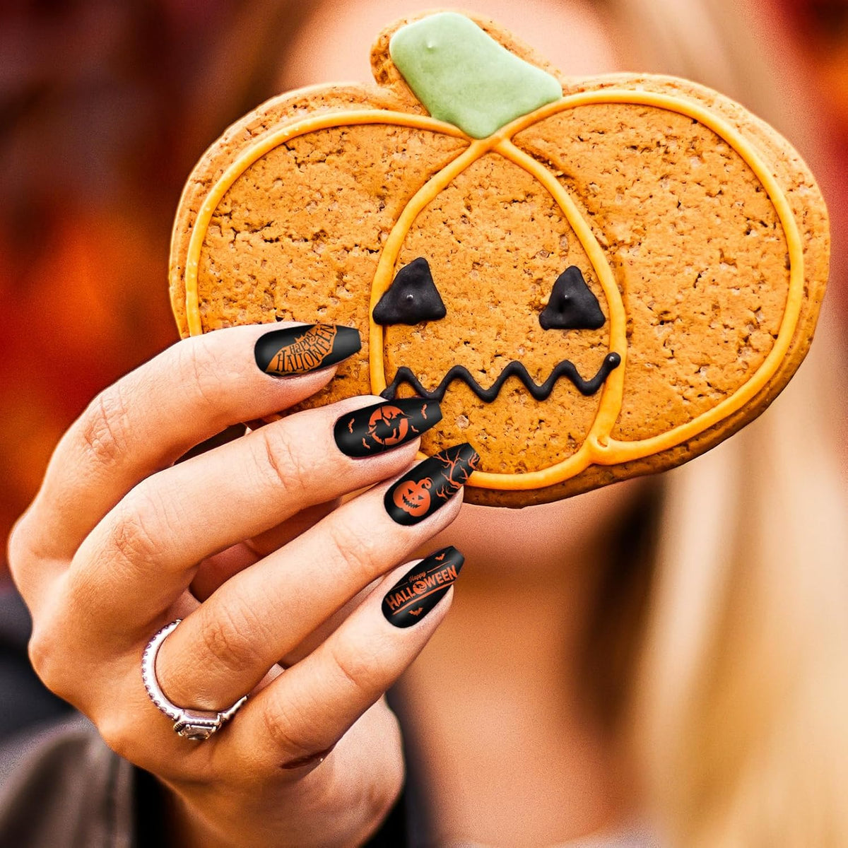 Whaline 10Pcs Halloween Nail Art Stamping Plate Kit Spooky Pumpkin Ghost Skull Plaid Design Nail