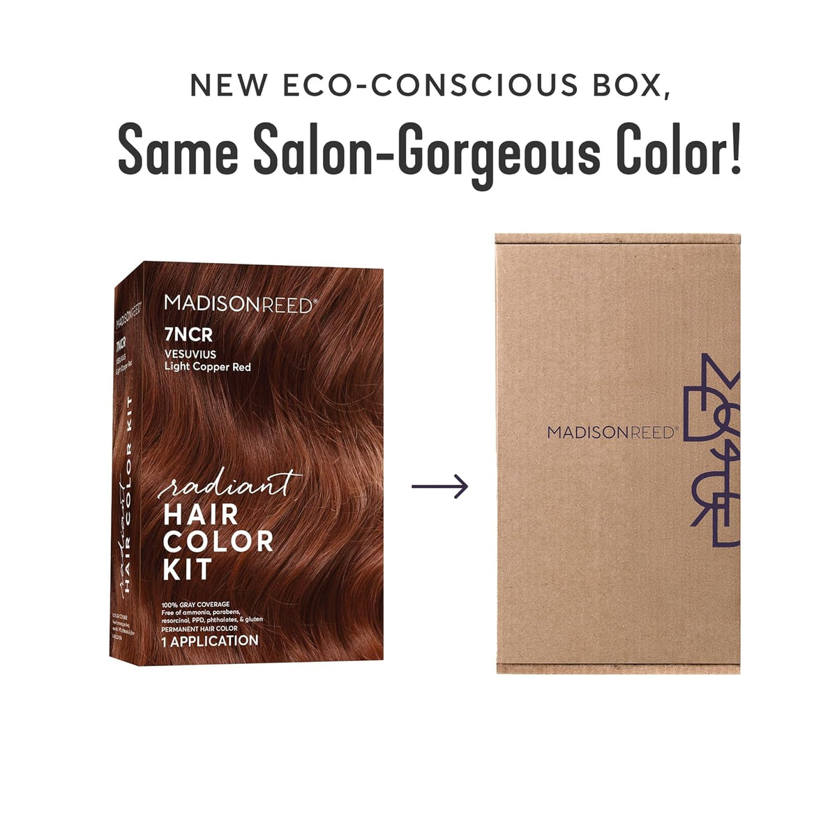 Madison Reed Radiant Hair Color Kit | 7NCR Light Copper Red (Vesuvius Red) for 100% Gray Hair