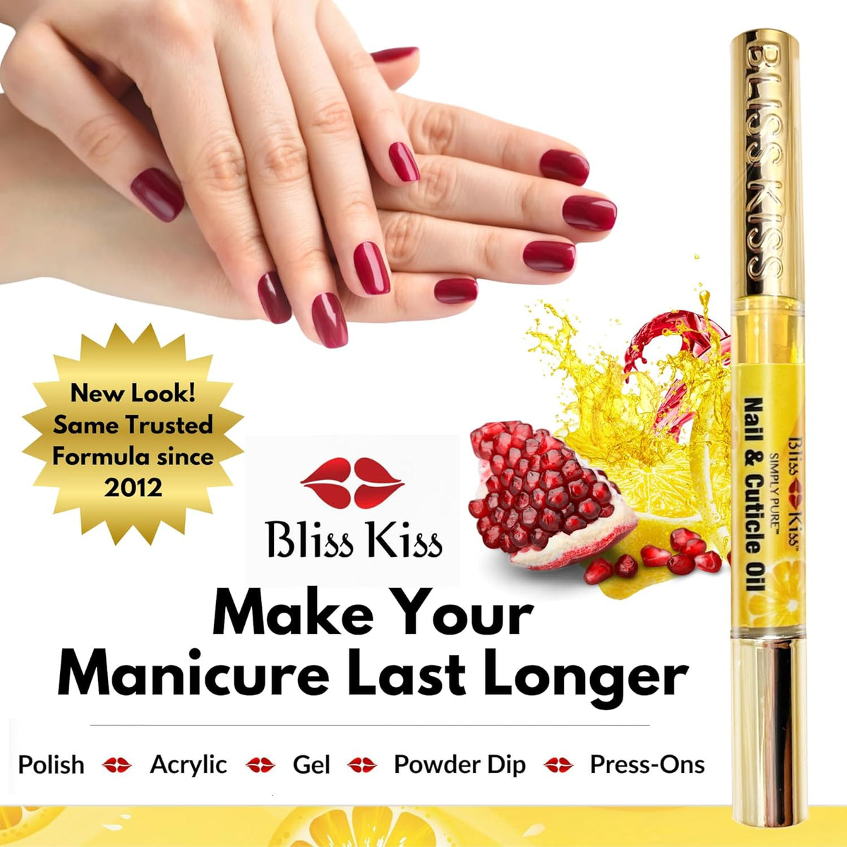 Bliss Kiss | 1 Crisp Fragrance | Nail Oil Cuticle Pen w/Vitamin E & Jojoba⏤Nail Strengthener Nail