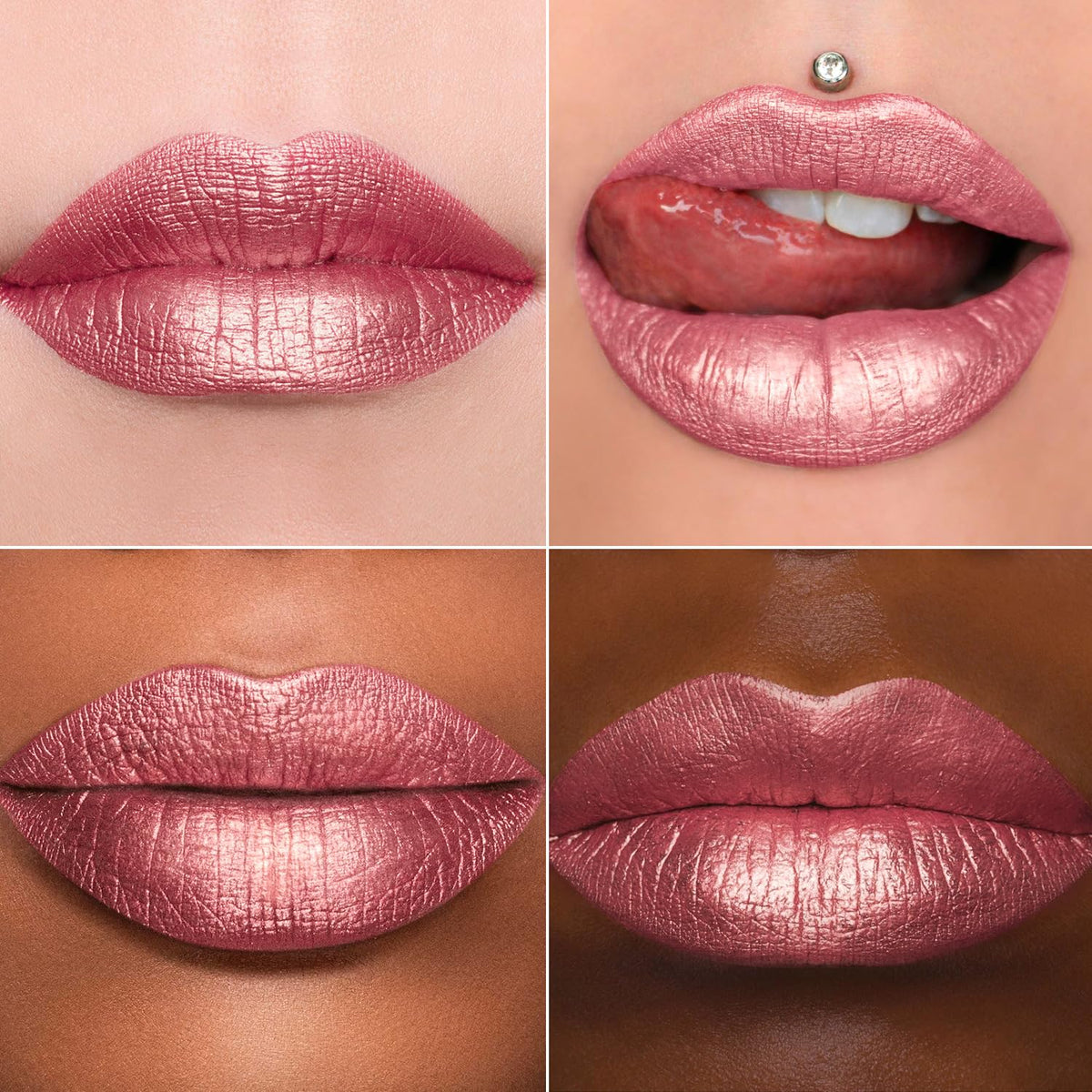 MAKI YIKA Pink Nude Lipstick for Women Metallic Lipsticks Glitter Long Lasting Lipstick No Smudge