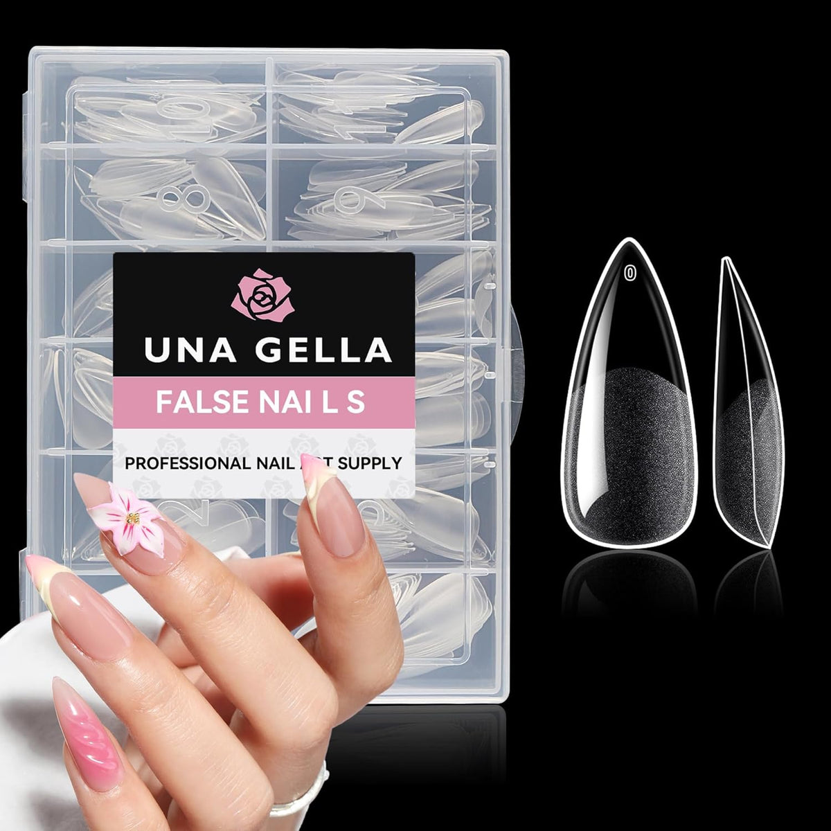 UNA GELLA Medium Stiletto Gel Nail Tips Halloween Full Cover 216Pcs Almond Shape Nails Tips