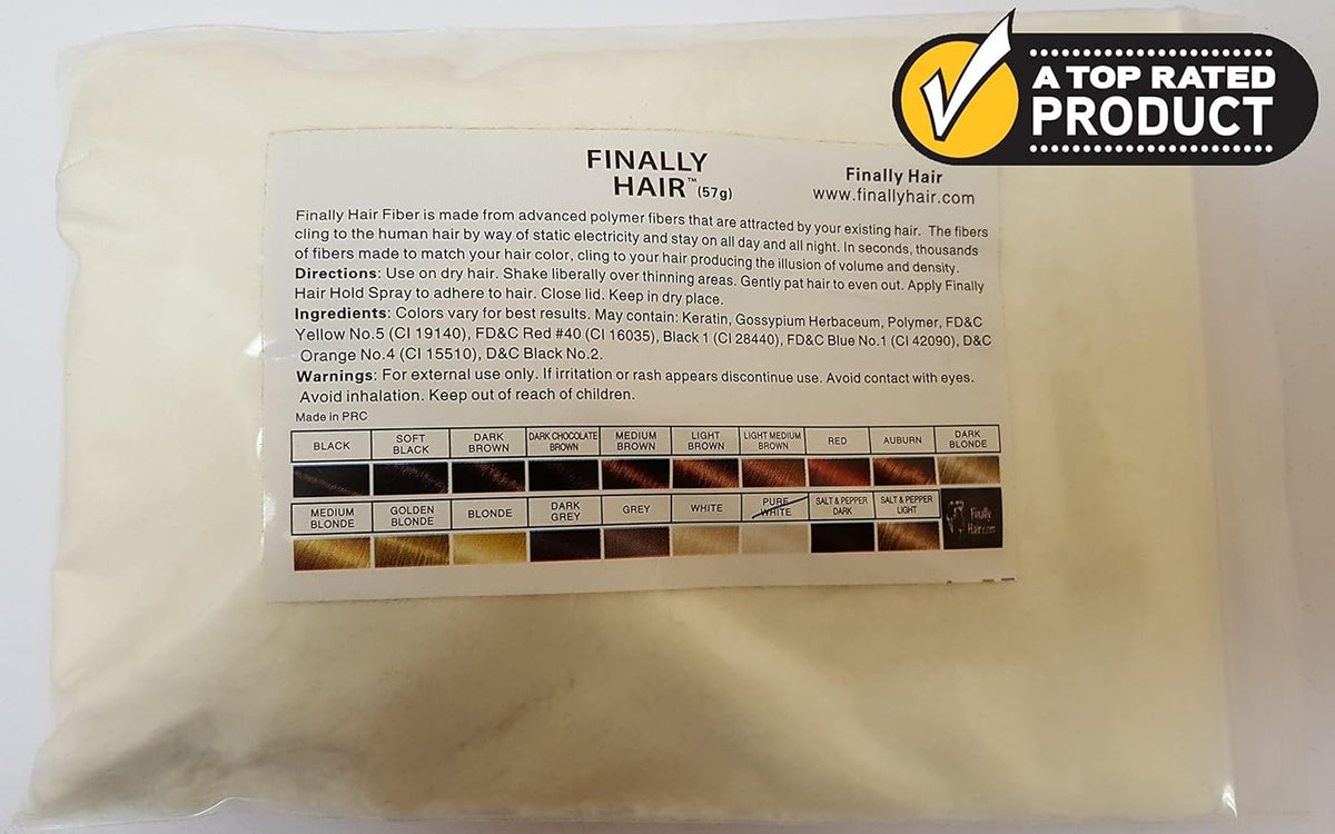 Hair Building Fibers - White Refill Pack (50g) for Grey Root Concealment and Thinning Hair Coverage