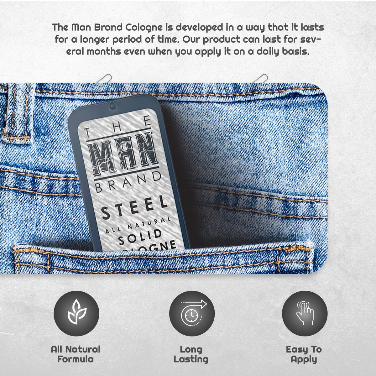 Steel Solid Cologne 0.75 oz - Natural Men's Cologne - Redefined men's fragrance Wax Cologne, Steel