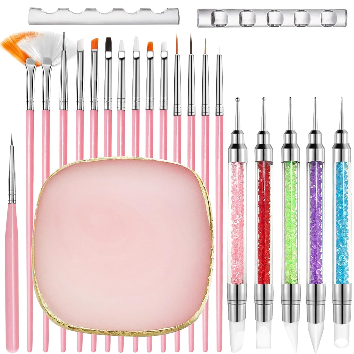 Nail Art Brushes, 23Pcs Set Nail Art Tools, including 2 Way Nail Art Sculpture Pen Dotting Pen