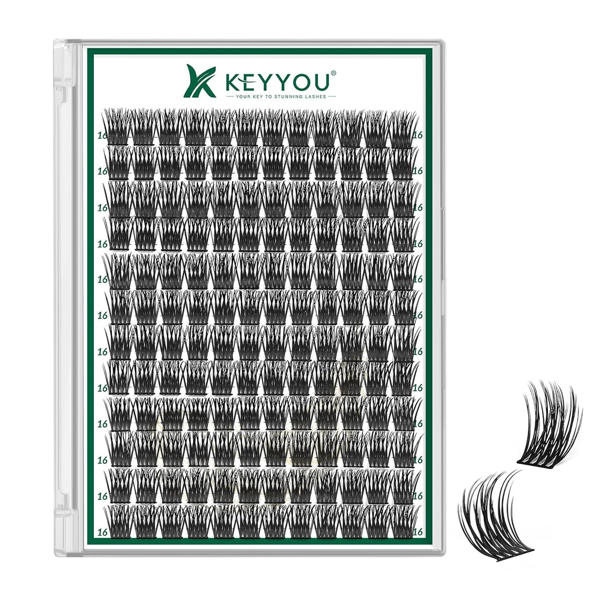 Lash Clusters 144pcs Individual Lashes D Curl 16mm Eyelash Clusters KEYYOU Air Touch Cluster Lashes