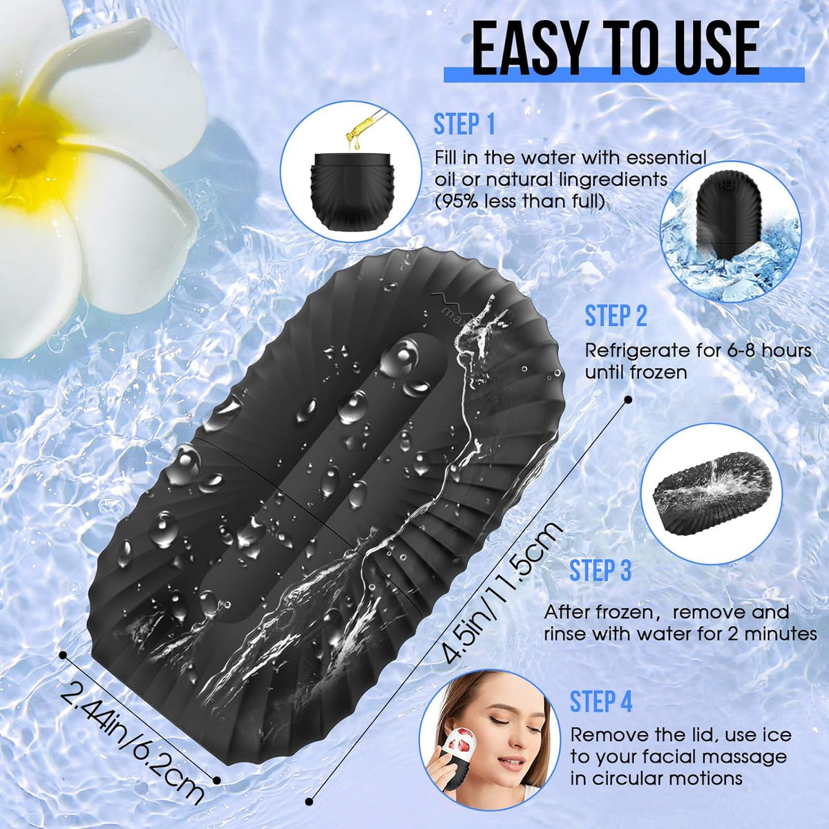 Ice Roller for Face and Eye, Reusable Silicone Ice Facial Roller Ice Holder, Face Ice Mold Skin