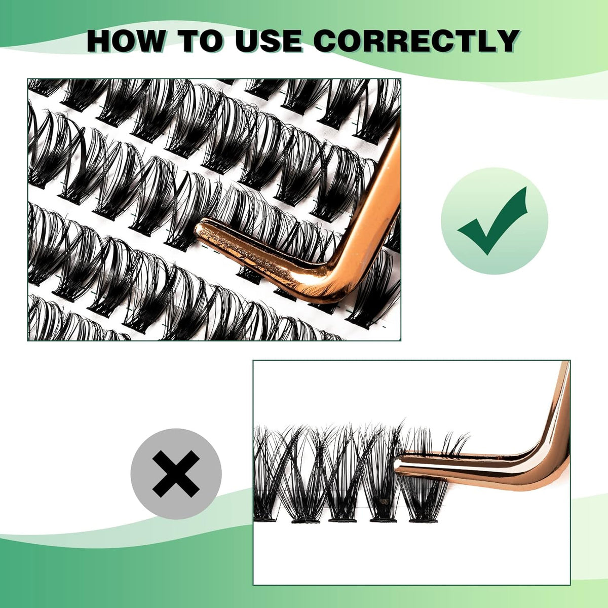 Lash Clusters 300pcs Individual Lashes 40D 0.07D Curl 15mm DIY Eyelash Extension KEYYOU Large Tray