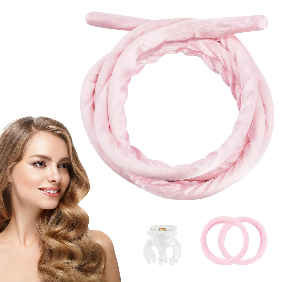 Pinkiou Heatless Curlers Overnight,Hair Curler to Sleep In, No Heat Hair Roller for Long & Short