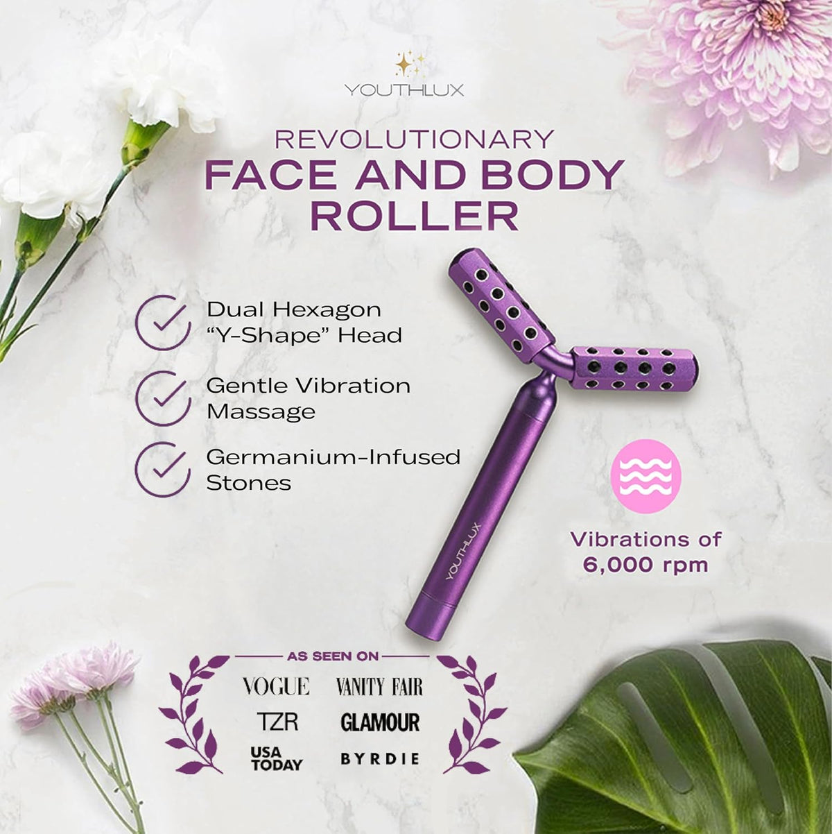 Revolution Roller - Germanium Stone Uplifting Face/Body Beauty Massage Tool/Roller/Wand for Skin