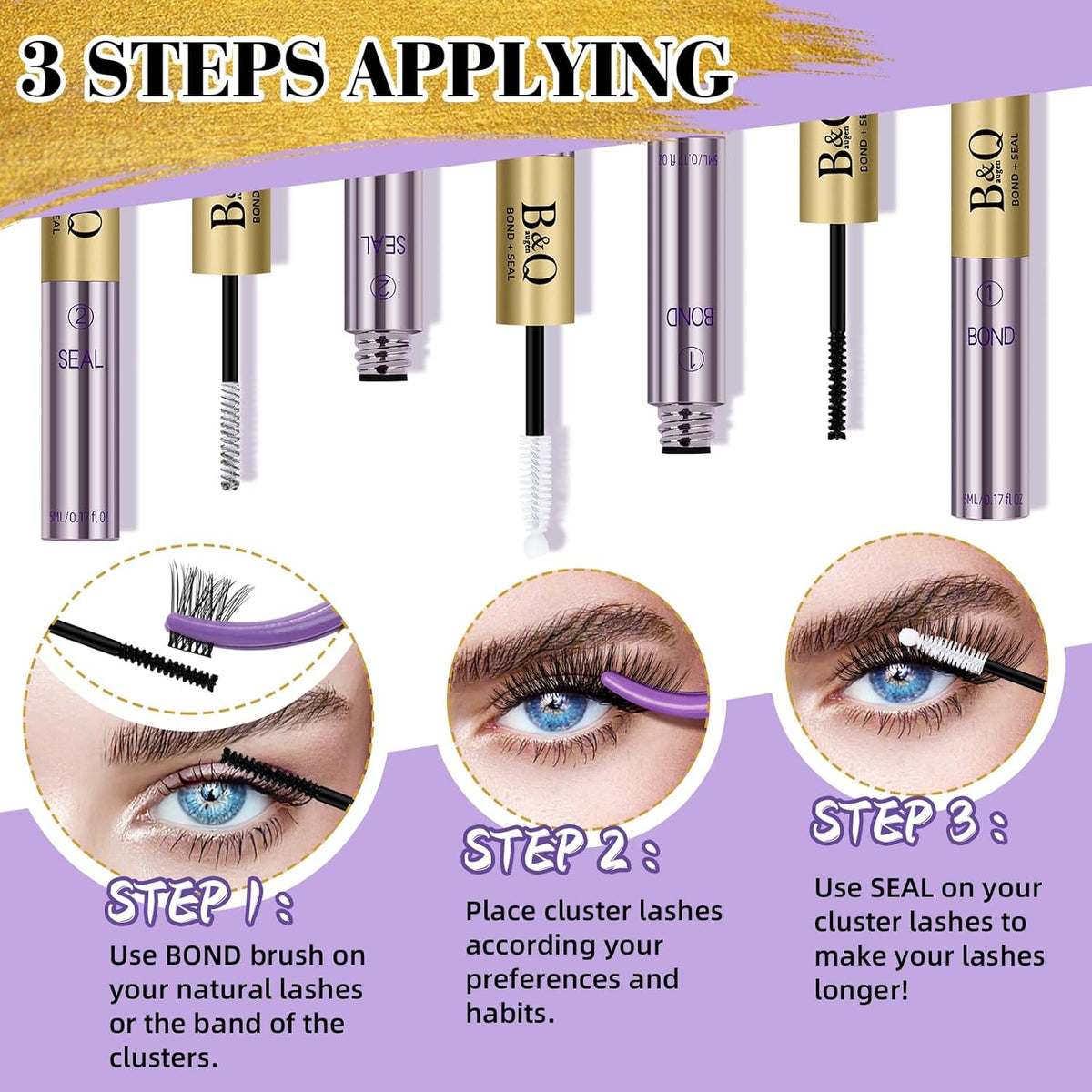 B&Q Lash Cluster Glue 10ml, Waterproof Bond and Seal Lash Glue, Long Lasting cluster lash glue, 2