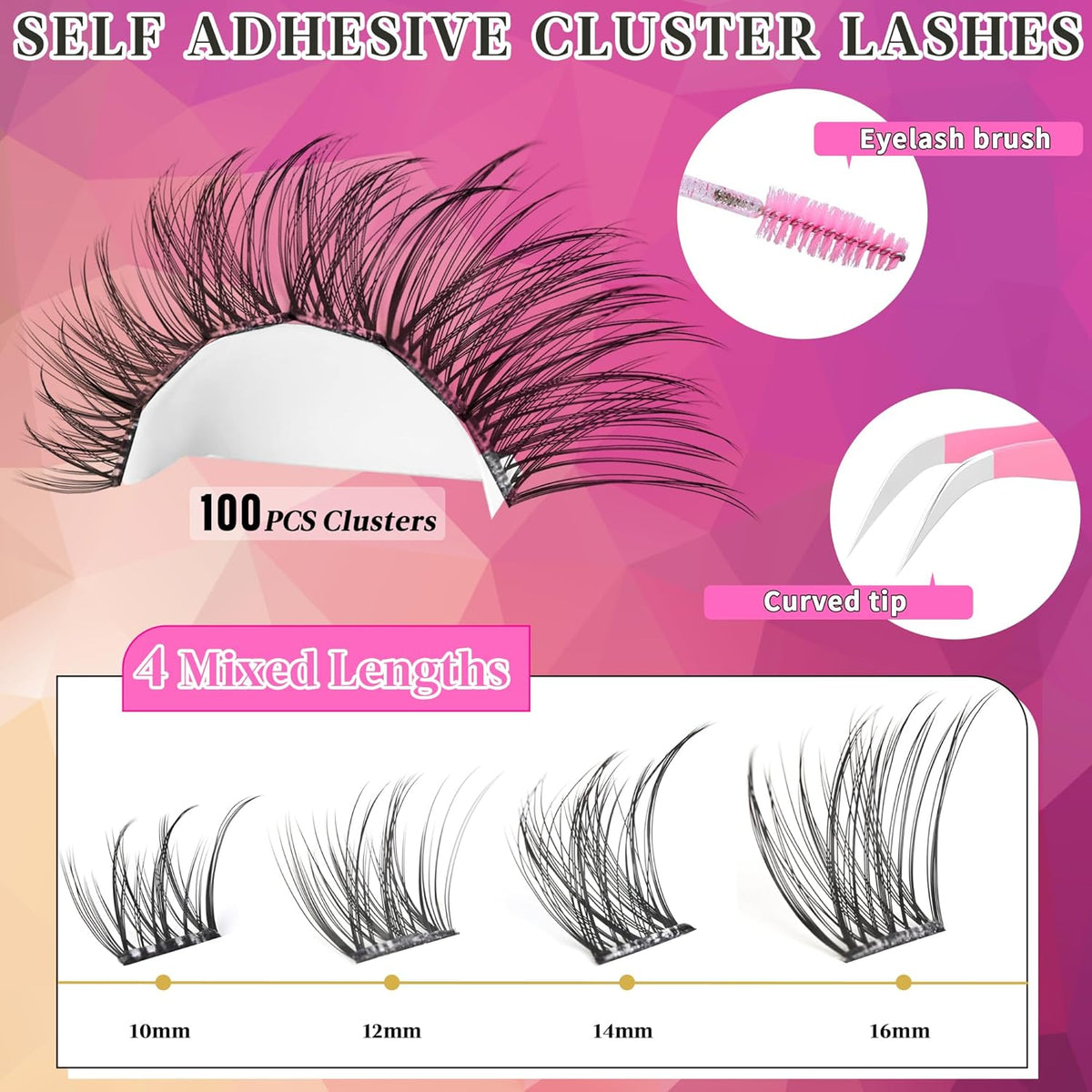 Self Adhesive Eyelashes Clusters Wispy Eyelash Extension Self Adhesive Eyelashes Reusable Press on