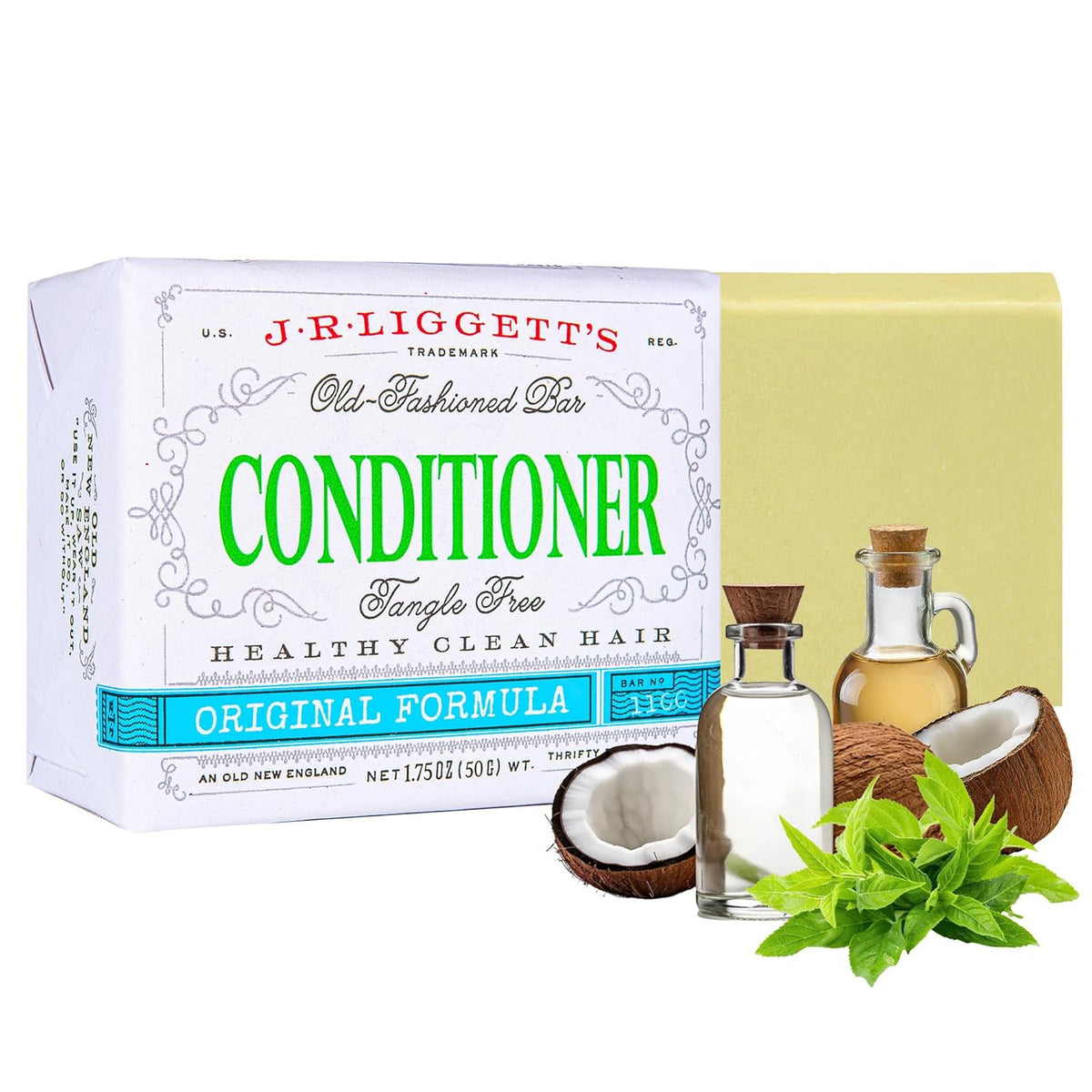 J·R·LIGGETT'S Conditioner Bar - Original Formula, All Natural Hair Conditioner with Coconut Oil &