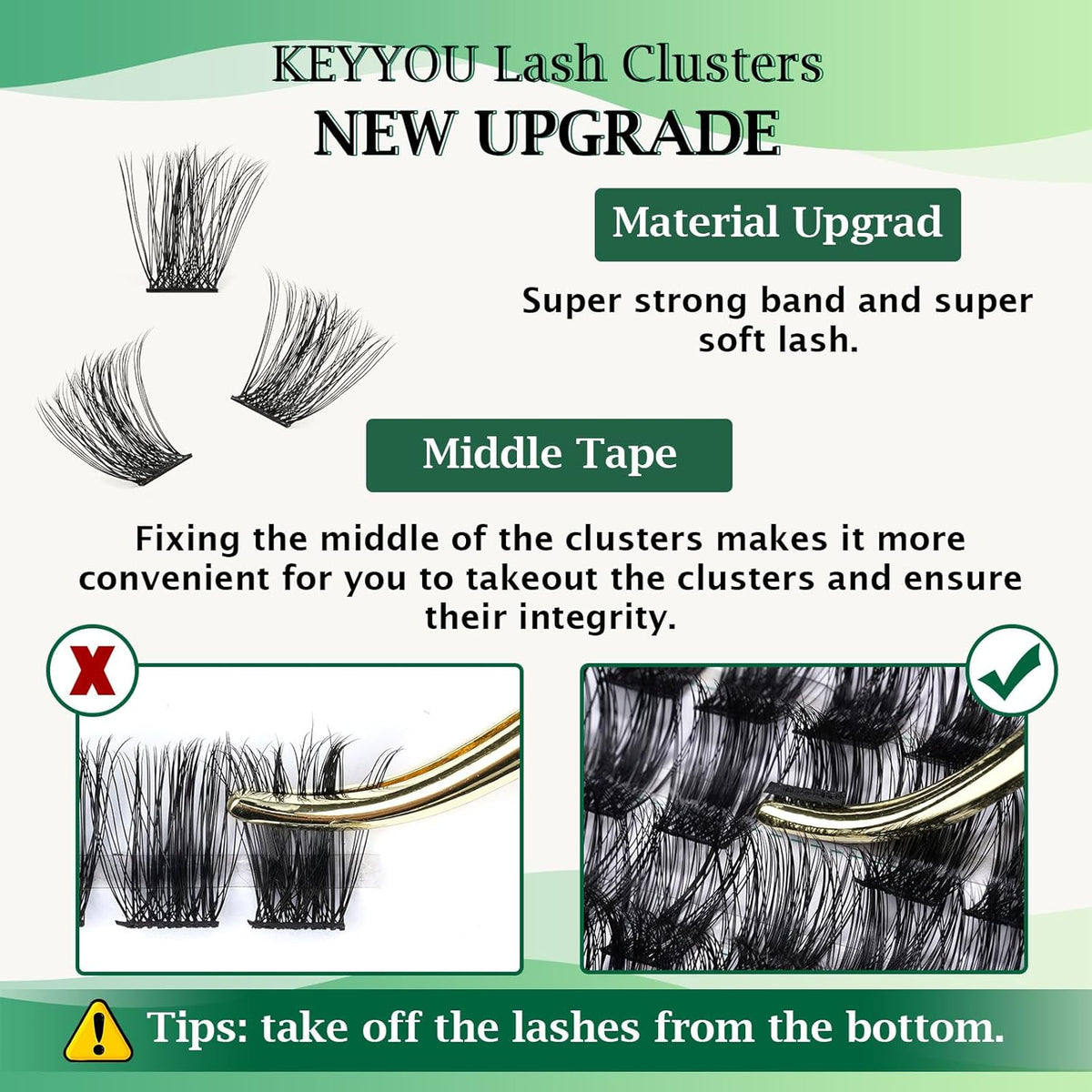 Lash Clusters,96 Pcs Cluster Lashes D Curl 14mm DIY Lash Extensions Eyelash Clusters,KEYYOU Volume