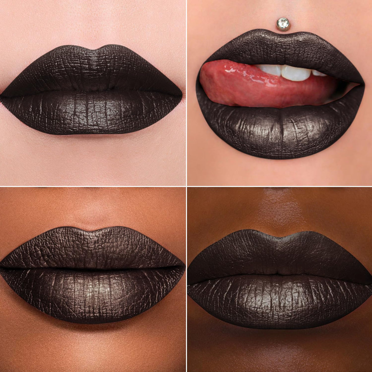 MAKI YIKA Metallic Lipstick for Women Black Lipsticks Long Lasting Glitter Lipstick No Smudge No