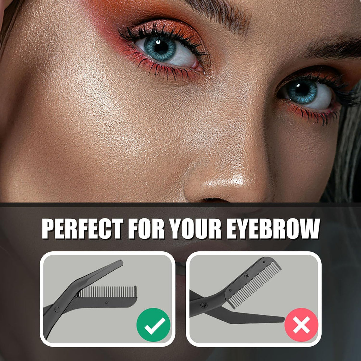 Eyebrow Scissors with Comb, Facial Grooming Scissors Kit, Professional Precision Eyebrow