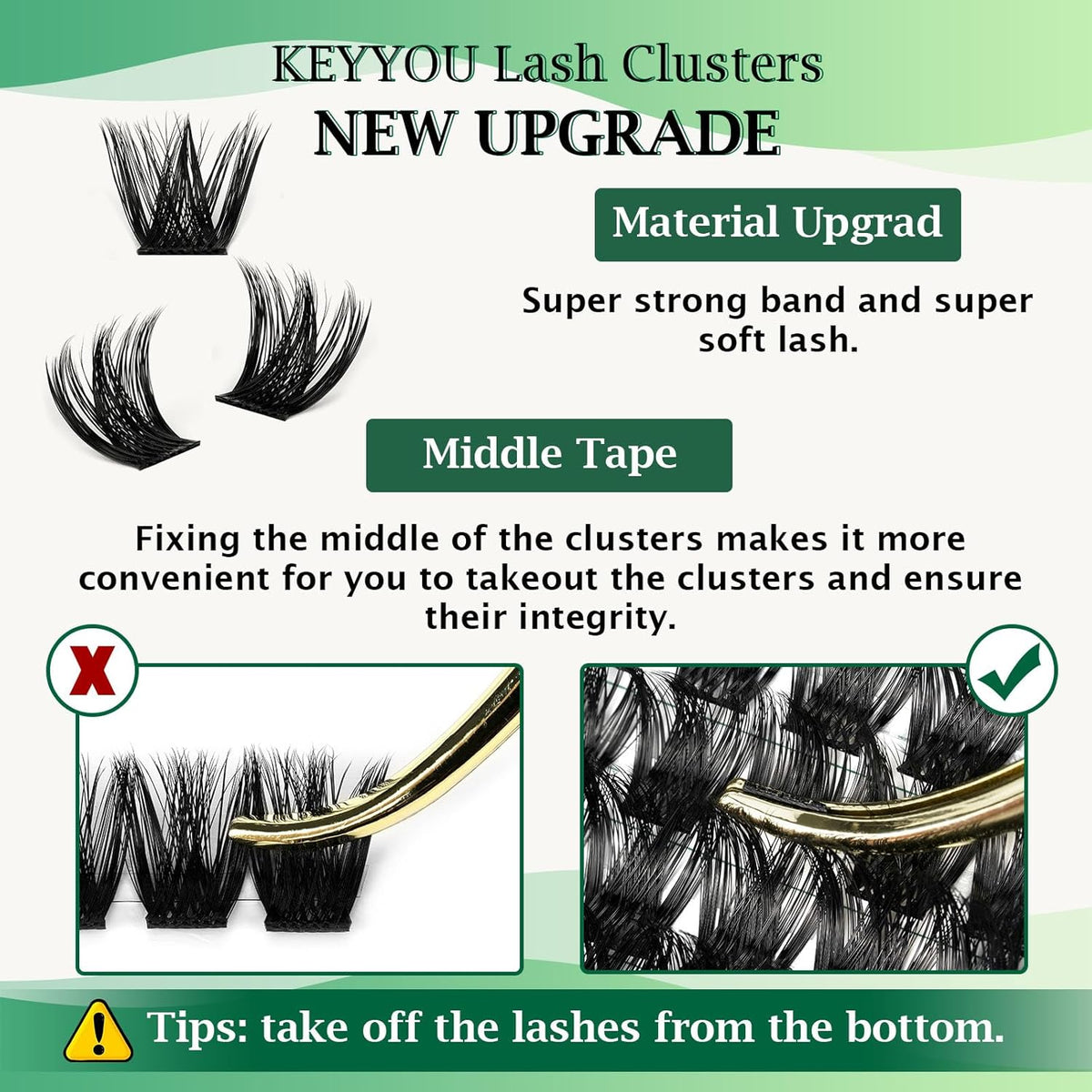 Lash Clusters 96pcs Eyelash Clusters Y02 D Curl 12mm Individual Lashes KEYYOU Volume Wispy Lash