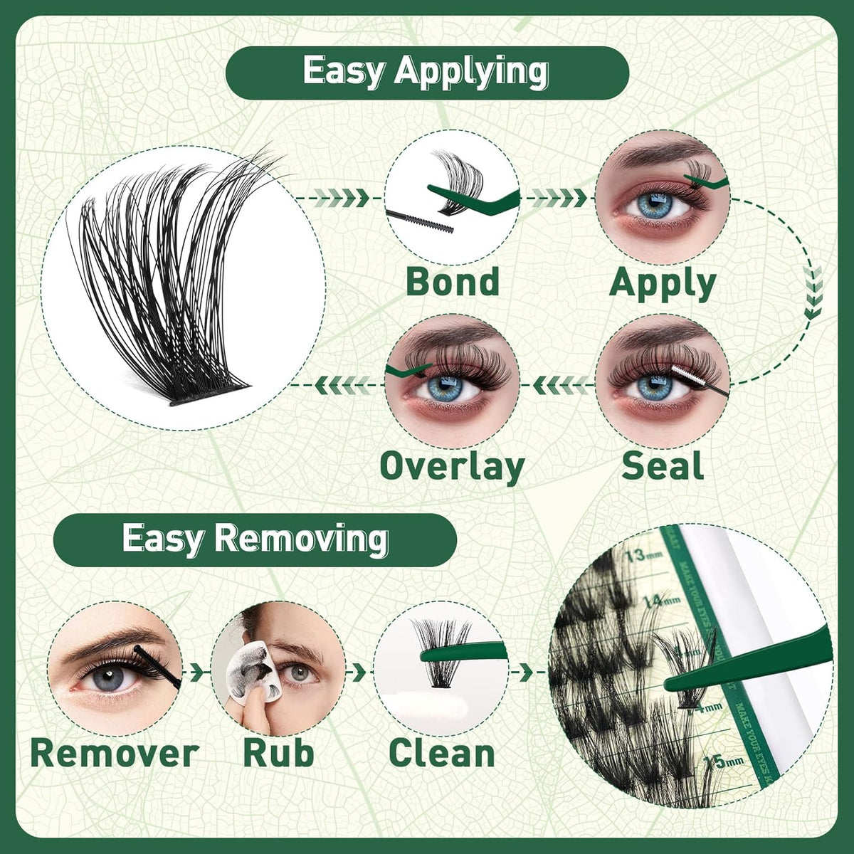 Lash Clusters 280Pcs Eyelash Clusters KEYYOU 80D 0.05D Curl 9-18MIX Clusters Lashes Super Soft