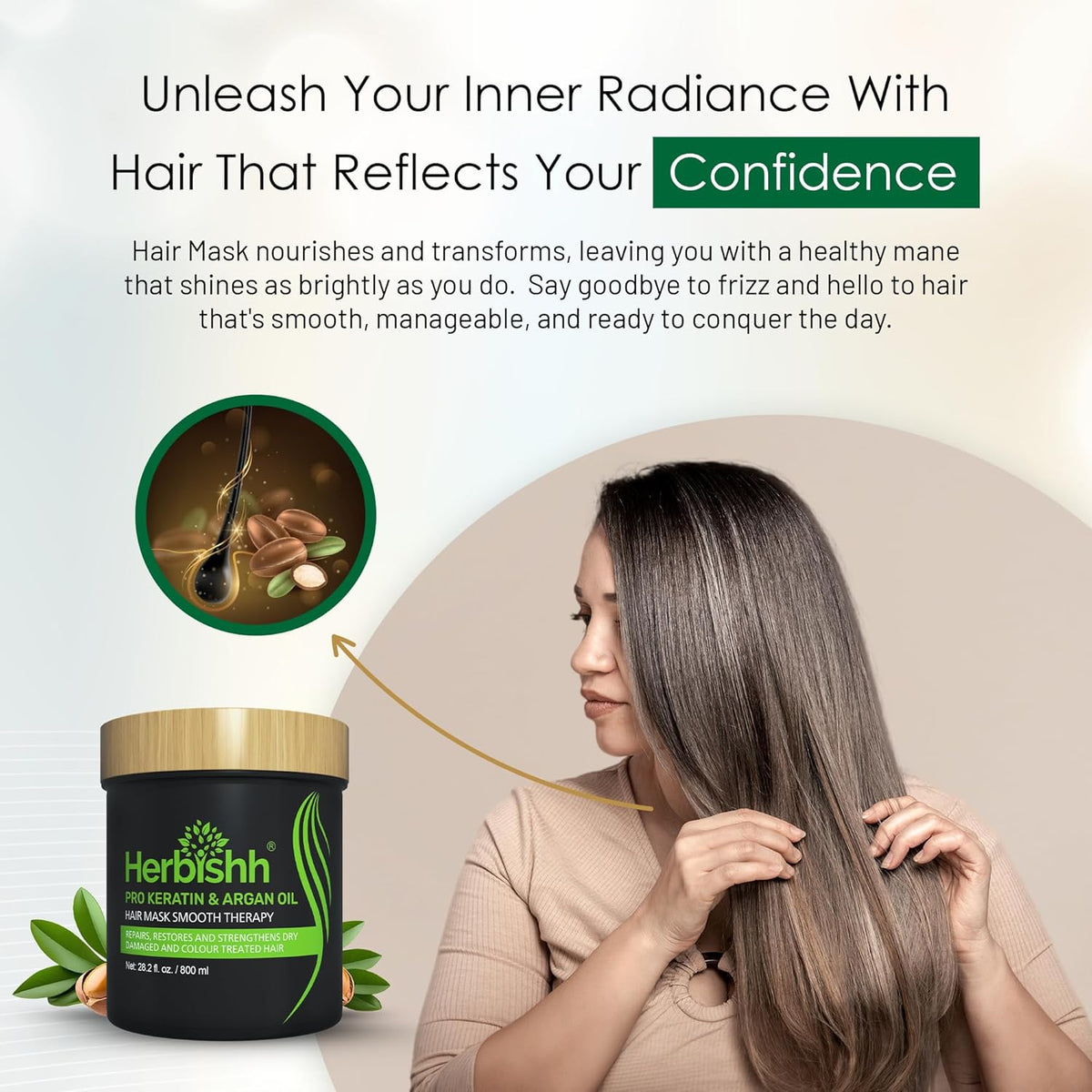 Herbishh Argan Hair Mask-Deep Conditioning & Hydration For Healthier Looking Hair- for very Dry
