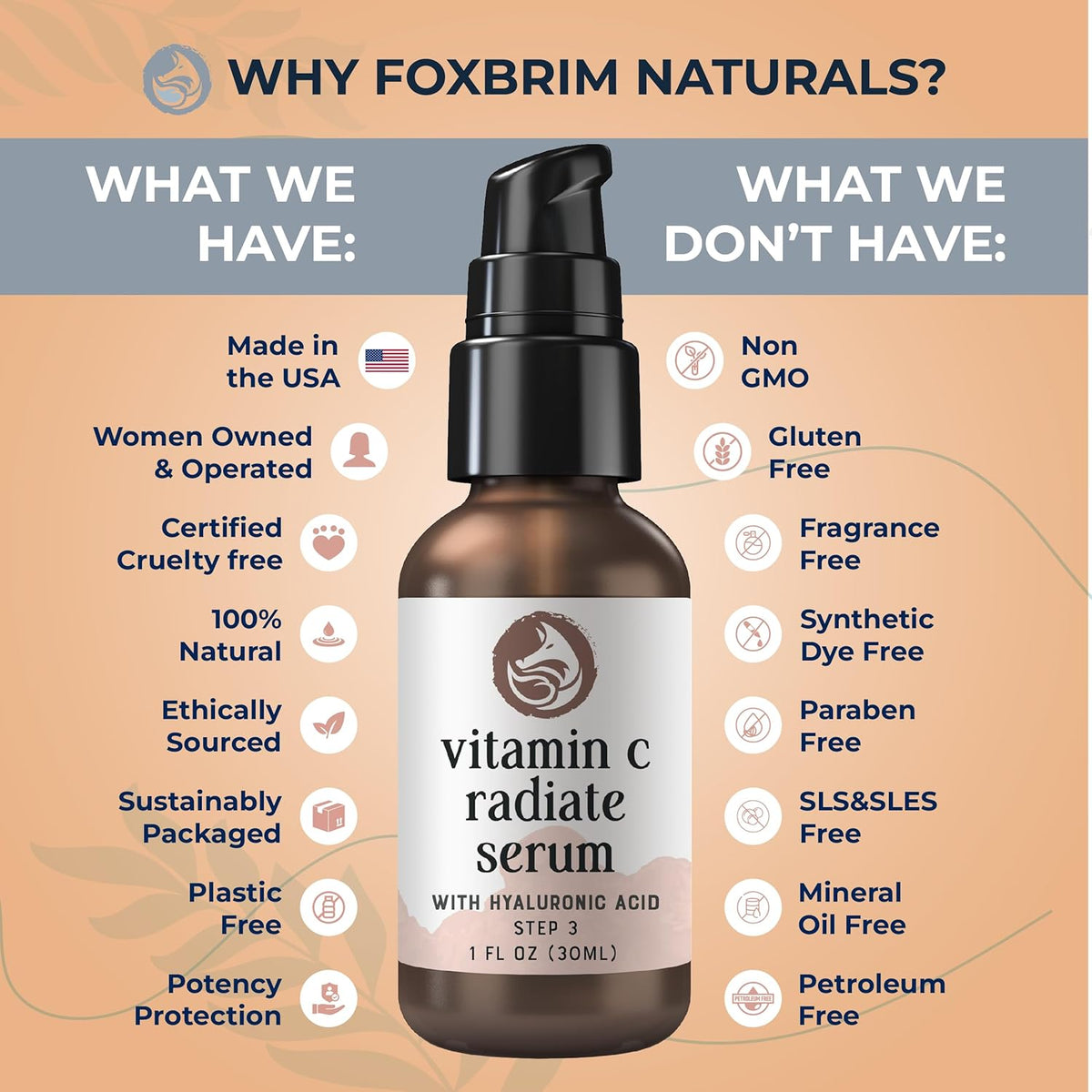 Vitamin C Face Serum 1oz – Stable Formula with Botanical Hyaluronic & Organic Jojoba for Dark