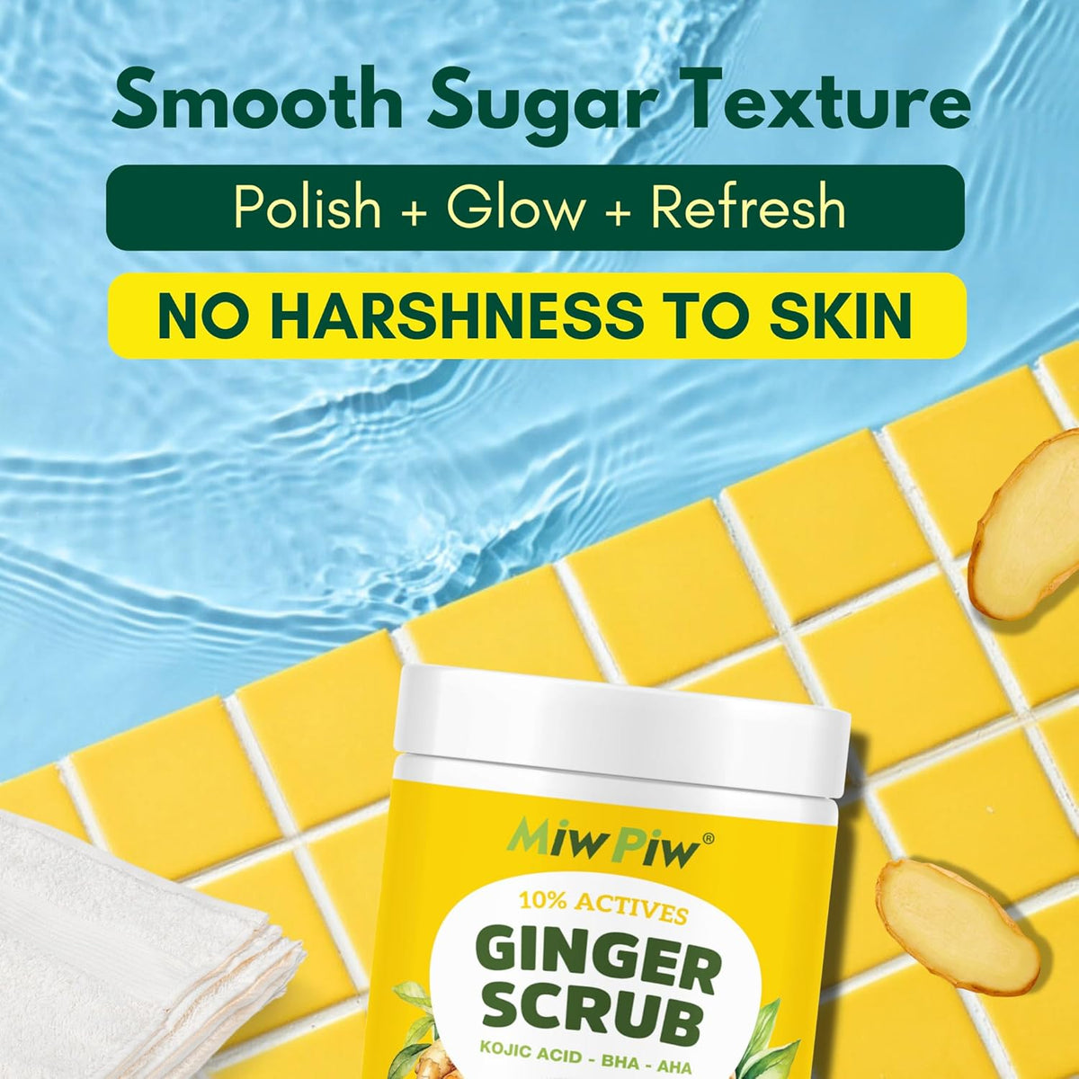 Ginger Body Scrub with AHA/BHA – Lymphatic Drainage, Exfoliating, Anti-Cellulite, Skin Firming