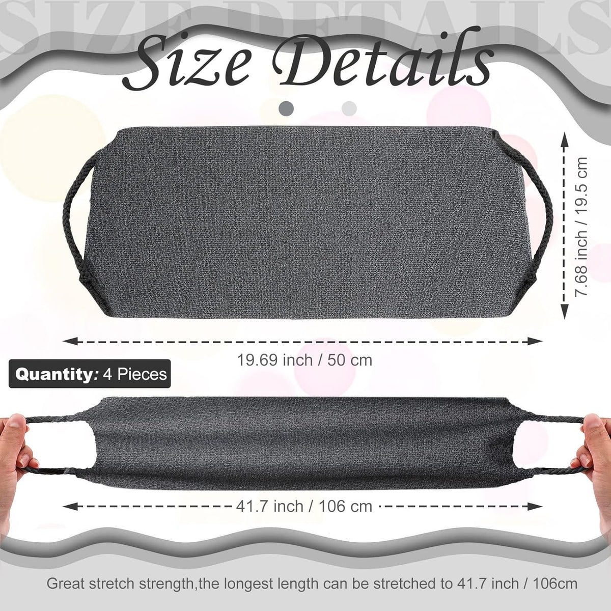 Moukeren Exfoliating Back Scrubber with Handles 4 Pack Nylon Back Exfoliator Extended Length