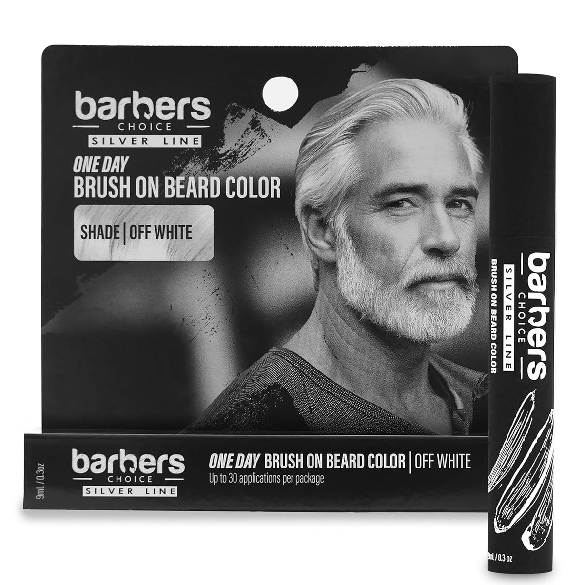 Barbers Choice Silver Line, Facial Hair Brush on Temporary Color for Silver Fox Men- Instantly