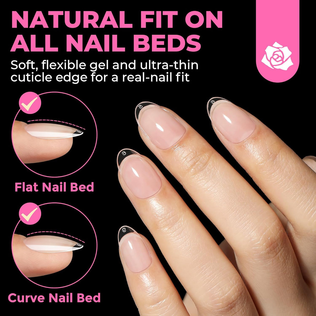 UNA GELLA Short Oval Almond Fake Nails 504pcs Press on Nails Pre-shape Short Almond Round Gel Nail