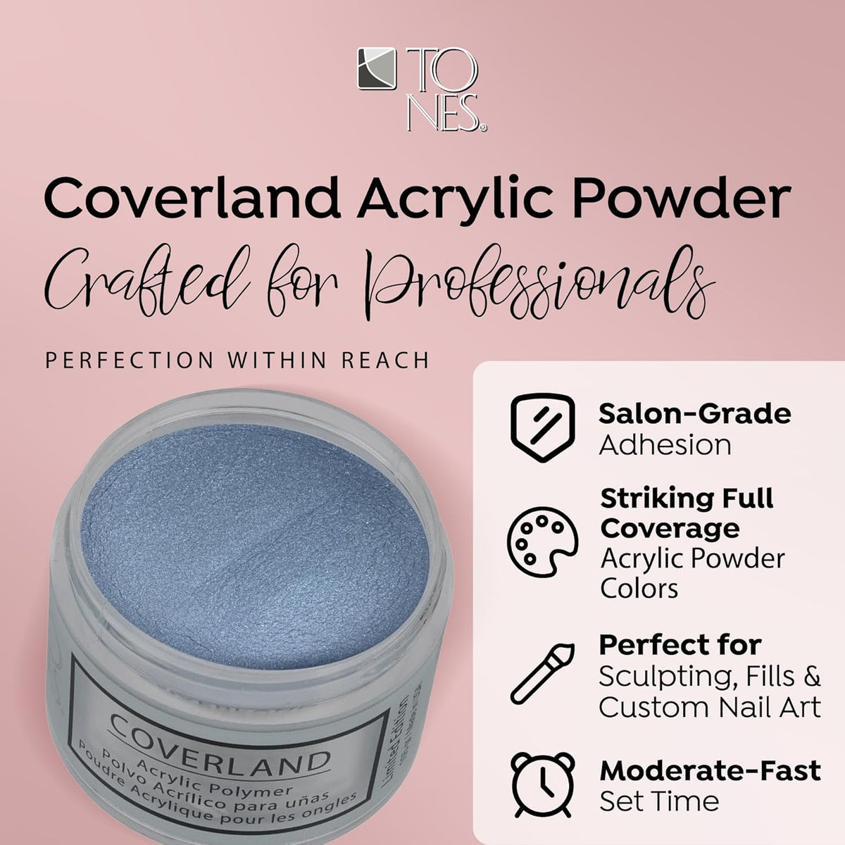 Tones Coverland Acrylic Nail Powder "Melted Metals" - Limited Edition Acrylic Powder for Nail