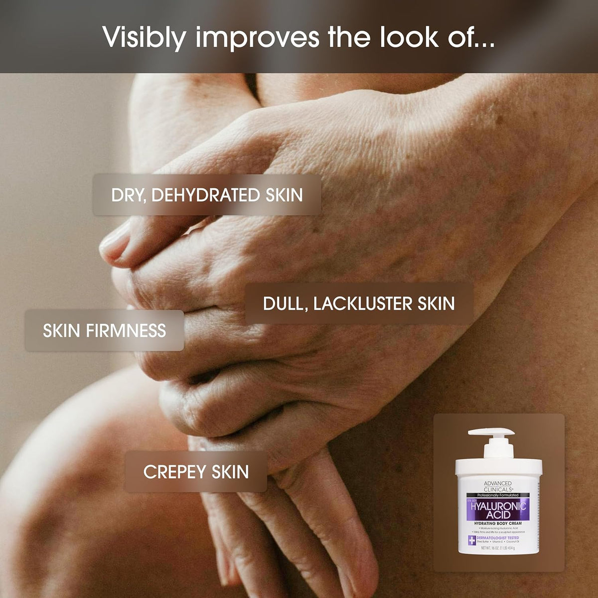 Advanced Clinicals Hyaluronic Acid Face Moisturizer Gel Cream + Hyaluronic Acid Body Cream 2pc