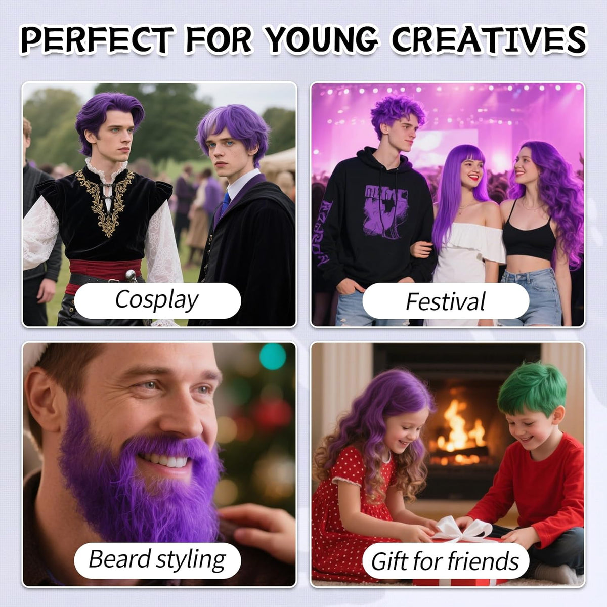 Byhoo Purple Temporary Hair Color Dye for Dark Hair, 90 ml, Cream Format, Fashionable Color