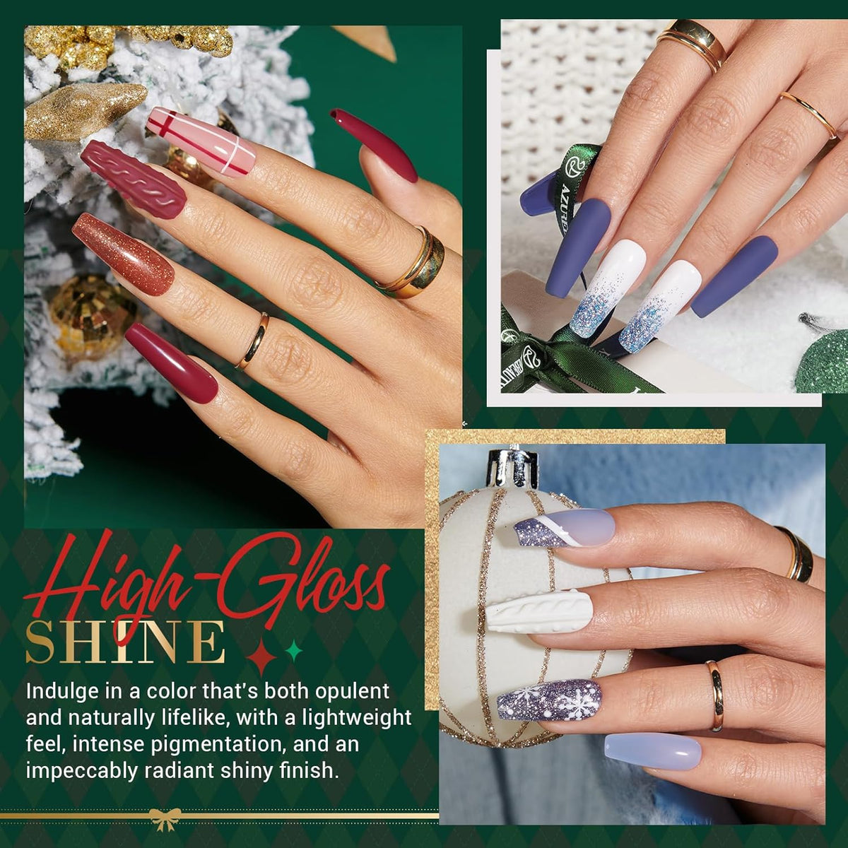 AZUREBEAUTY 31Pcs Dip Powder Nail Kit Red Green Glitter White 20 Colors Acrylic Dipping Powder