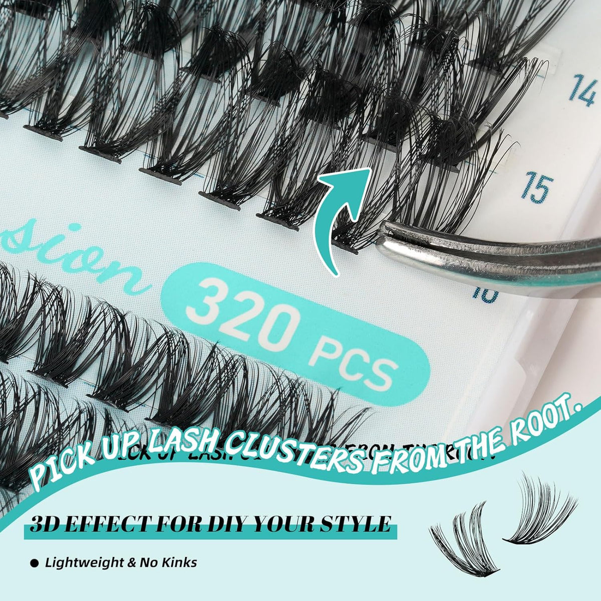 Lash Extension Kit 320Pcs,DIY Individual Lashes Clusters Kit,Lash Bond And Seal,Lash Remover For