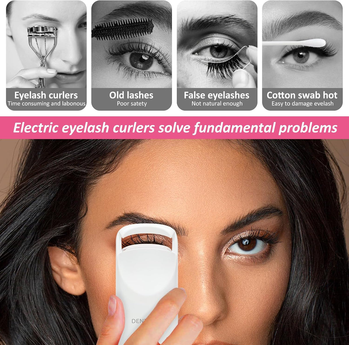 Heated Eyelash Curler - Electric Eyelash Curler with Heat Sensitive Silicone Pad, Type-C