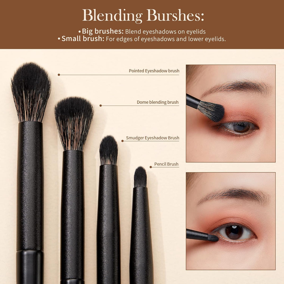 Jessup Eyeshadow Brush Set, 10Pcs Eye Makeup Brushes Professional for Blending Eye Shadow Liner
