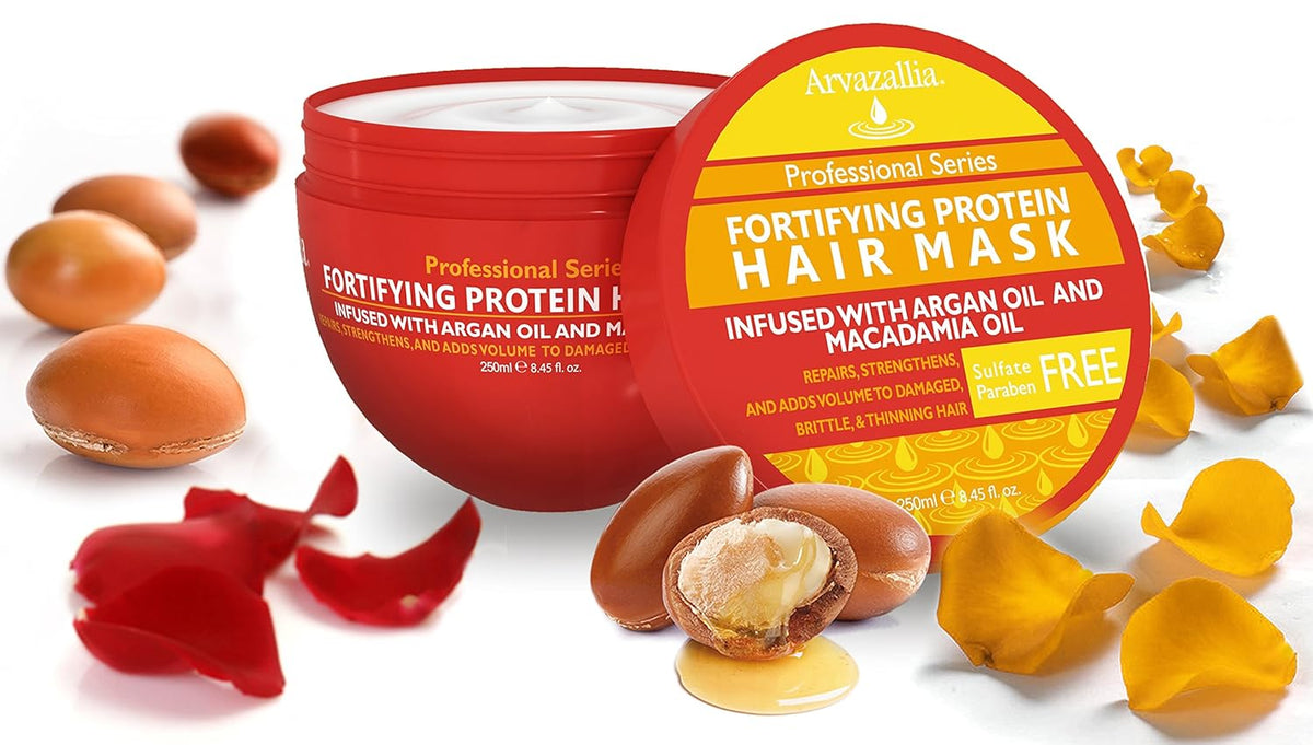 Arvazallia Fortifying Protein Hair Mask and Deep Conditioner with Argan Oil and Macadamia Oil Hair