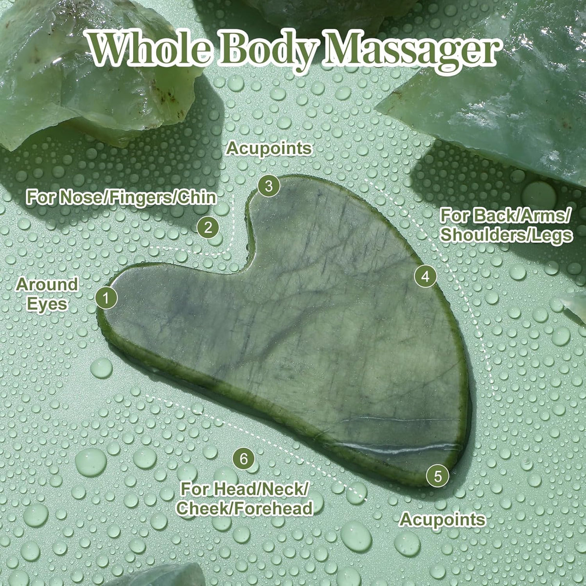 rosenice Gua Sha Scraping Massage Tool Natural Jade Guasha Board for Therapy Trigger Point