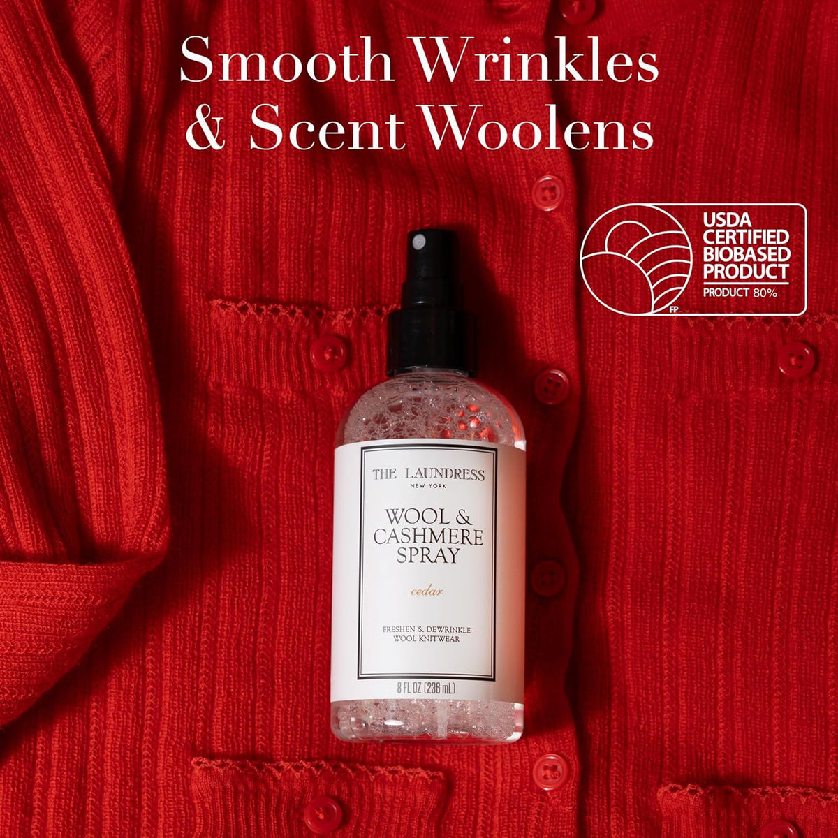 The Laundress Wool and Cashmere Fabric Spray, Wool Dewrinkle Spray, Upholstery and Linen Spray