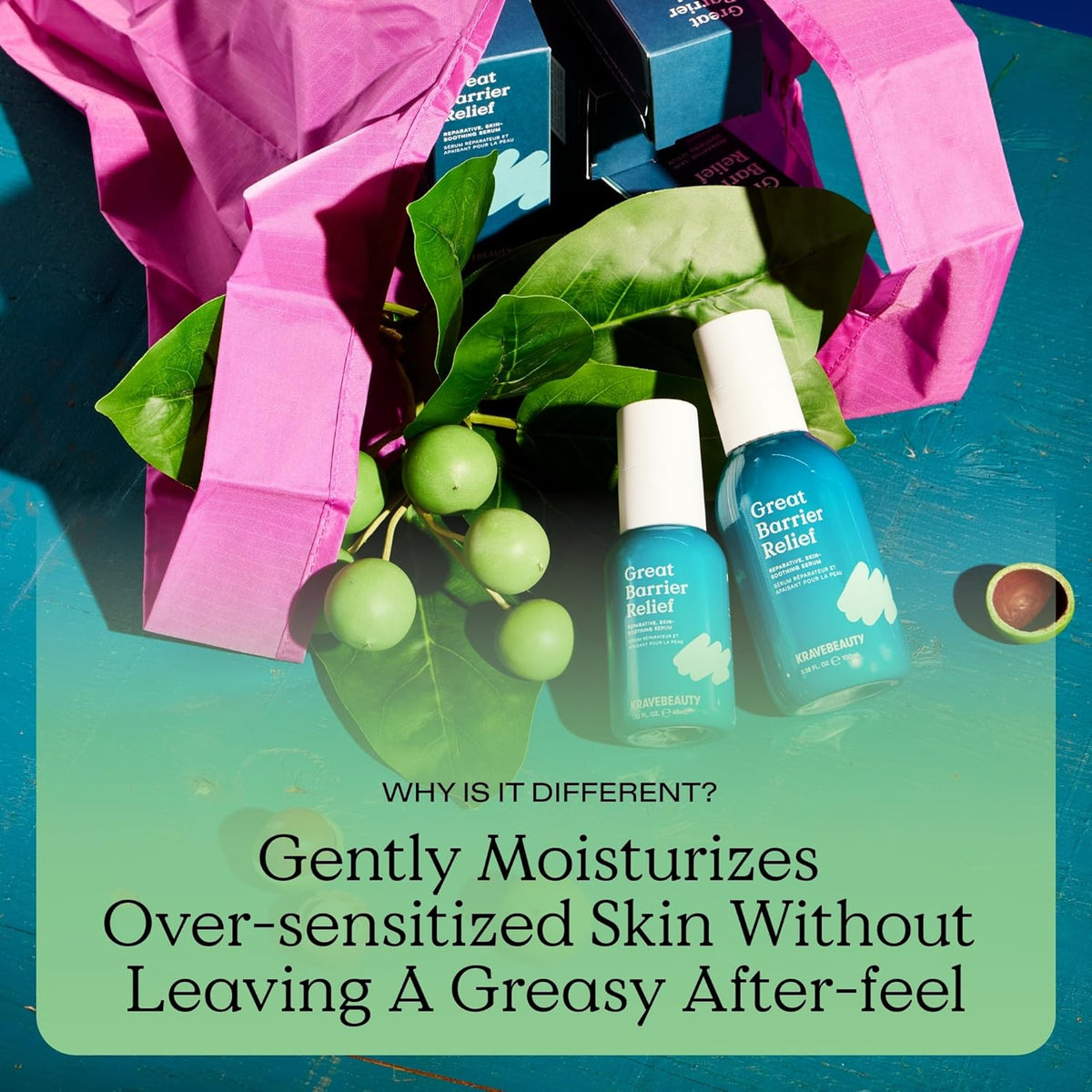 KraveBeauty New Great Barrier Relief, Soothing Skin Barrier Repair Serum, Contains Tamanu Oil to