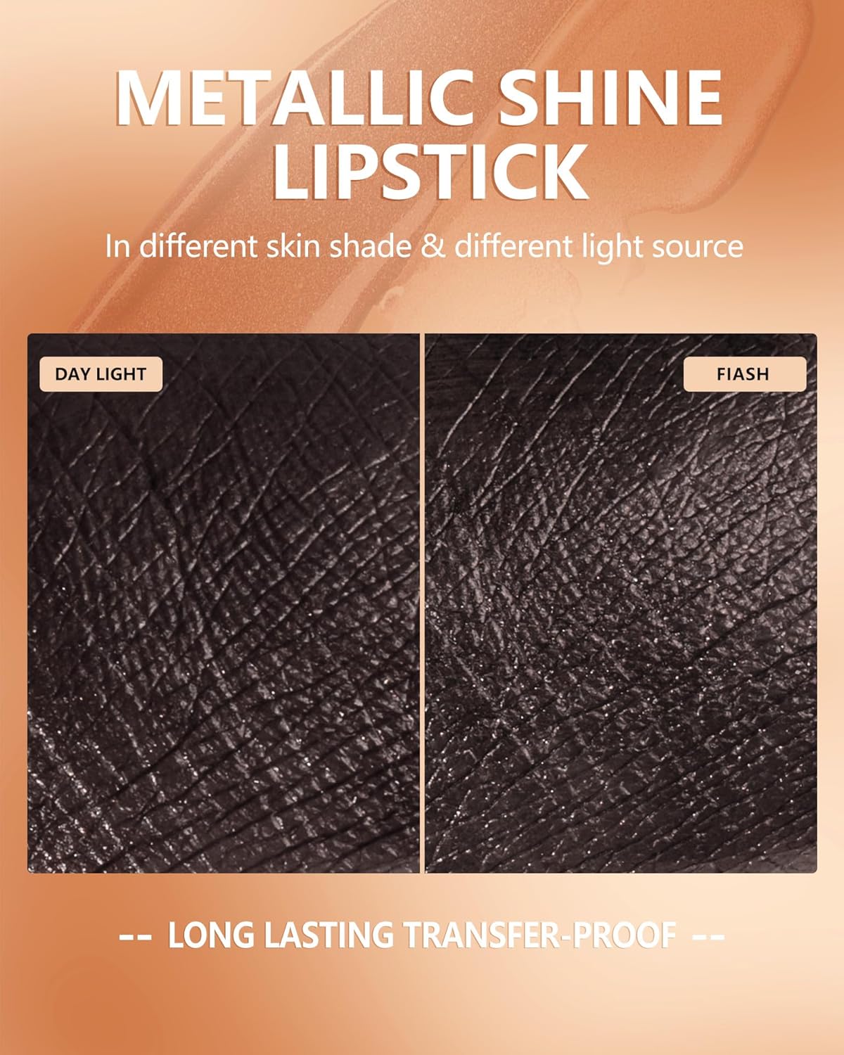 MAKI YIKA Metallic Lipstick for Women Black Lipsticks Long Lasting Glitter Lipstick No Smudge No