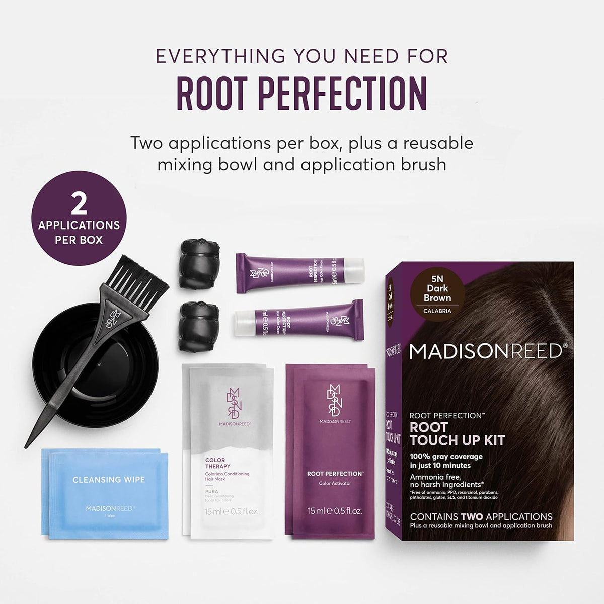Madison Reed Root Perfection Permanent Root Touch Up, Dark Brown 5N Calabria, 10 Minutes for 100%
