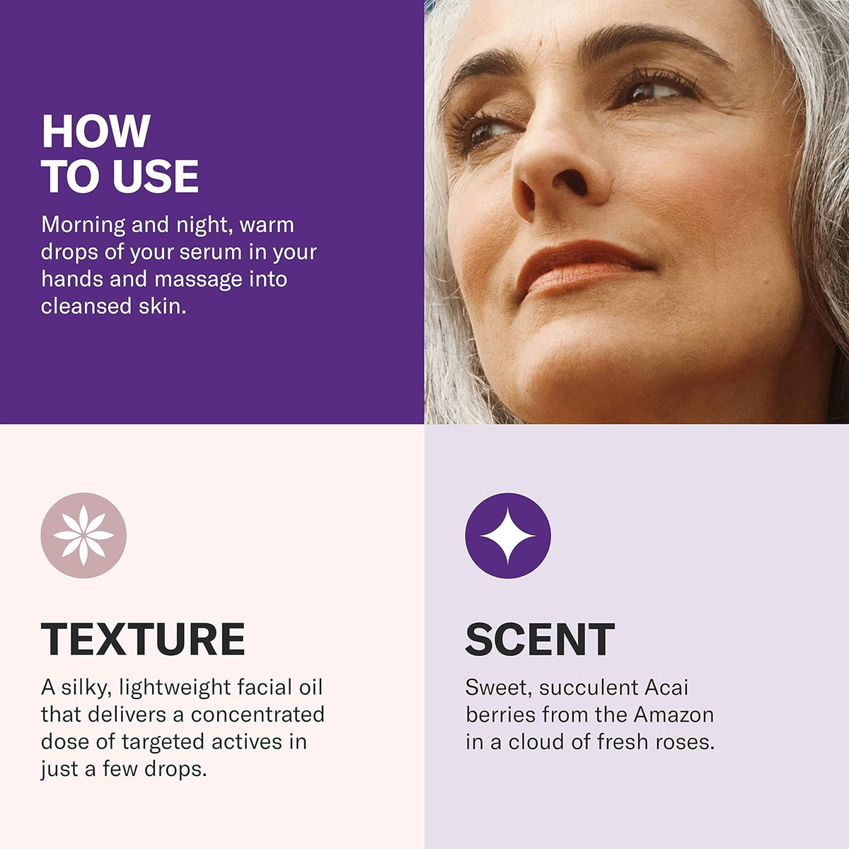 Odacité Anti Aging Serum Concentrate with Acai + Rose - Revitalizing Facial Oil, Youthful Glow