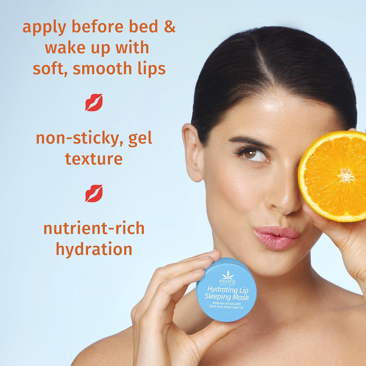 Hempz Hydrating Lip Sleeping Mask - Triple Moisture Fresh Citrus (.95 Oz.) | Overnight Hydrating